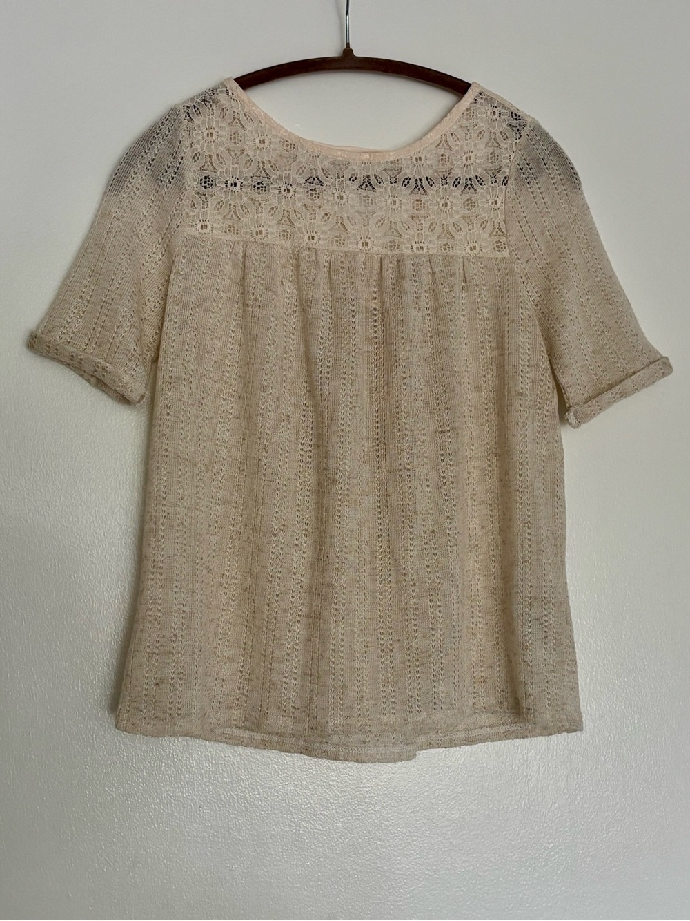 Kohl’s Cream Crochet Lace-Up Elbow Sleeve Sweater NWT Size XS